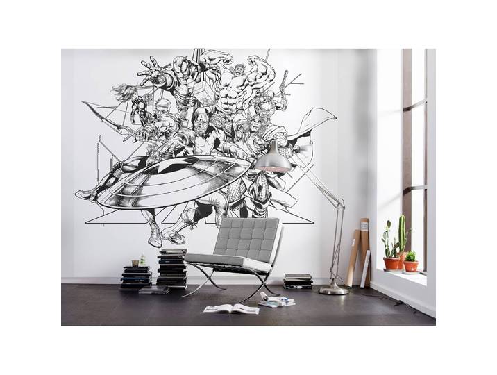 Papier peint Avengers Black and White 300 x 280cm