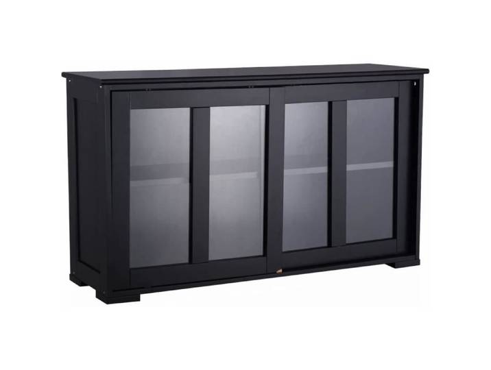 DREAMADE Buffet de Cuisine au Design Simple avec 2Etagères de Rangement Buffet de Rangement avec 2Portes Coulissantes en Verre