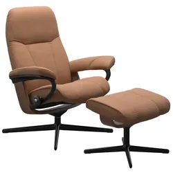 Stressless Sessel mit Hocker Consul Cross Leder Braun Batick Latte S (Small)