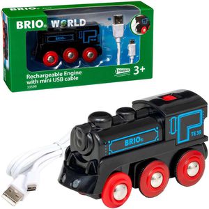 BRIO World 33599 Schwarze Akku-Lok, aus Kunststoff, mit Licht und Akku
