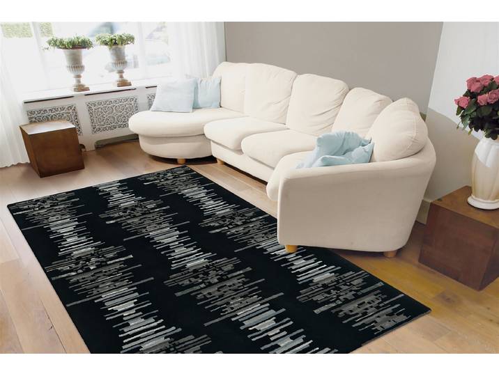 Kurzflorteppich Satin 8060 Grau/Anthrazit 120 x 0 x 180cm Polyester/Wolle