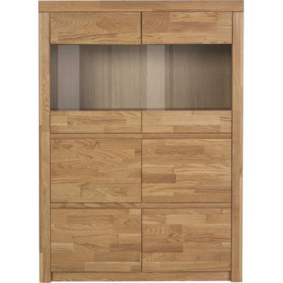 Highboard OTTO HOME "Silkeborg", braun (eiche teilmassiv), B:90cm H:125cm T:35cm, Holz teilmassiv, Sideboards, Highboard, schöne grifflose Optik, teilmassiv