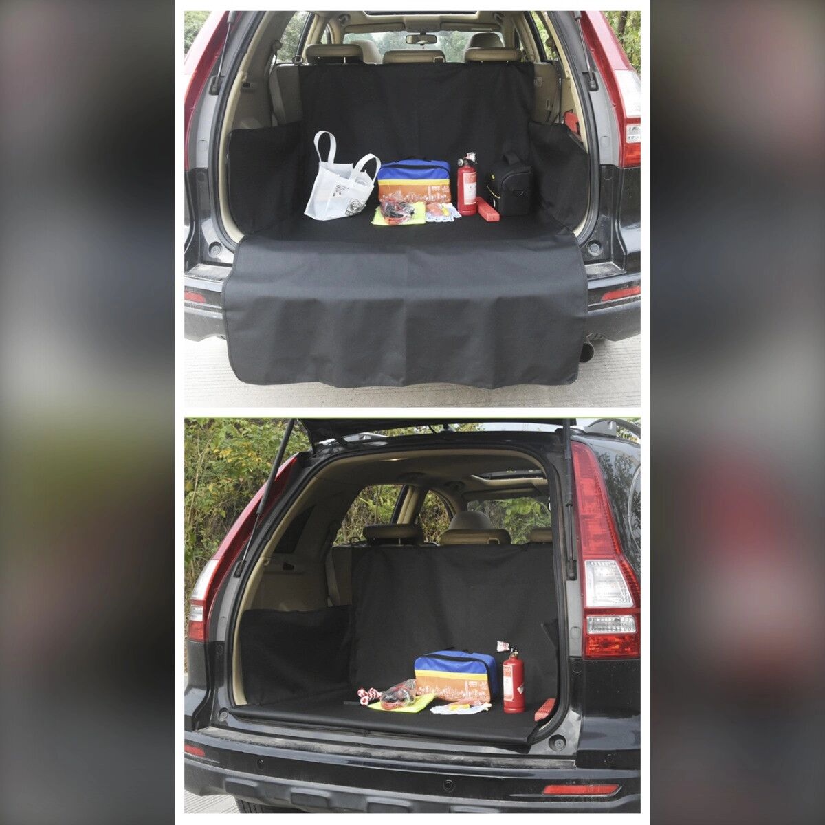INF Erweiterte Kofferraum-Haustiermatte – 600D Oxford wasserdicht, kratzfest, faltbare Auflage mit 33cm erhöhten Seiten