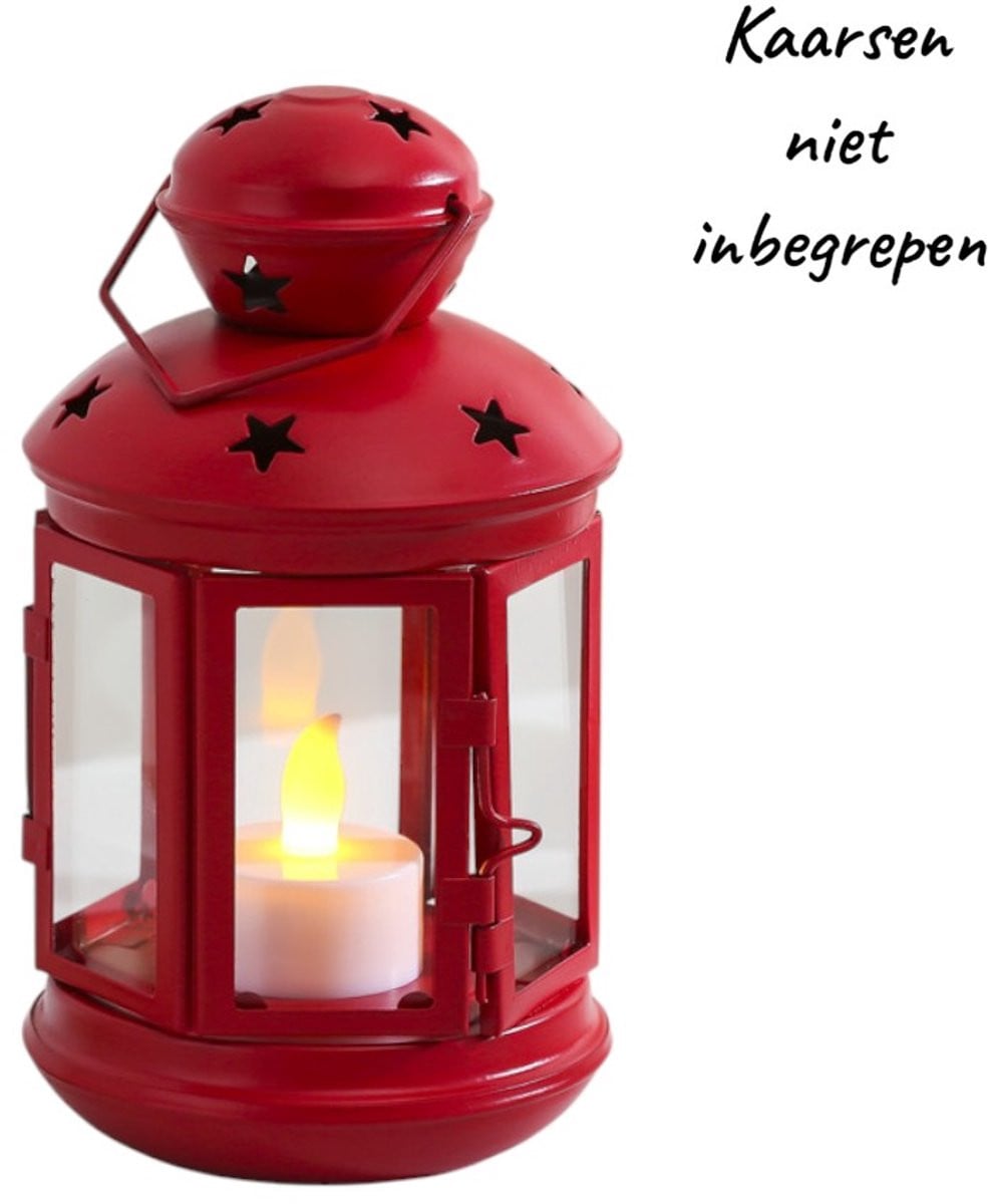 Moderne metalen kaarsenhouder decoratie - Rood - 9,5 x 16,5 cm
