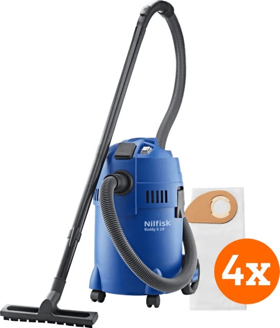 Nilfisk Buddy II 18 T met 4 Nilfisk Stofzakken voor Buddy II