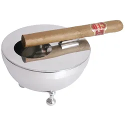 Contacto Zigarrenaschenbecher aus Edelstahl 18/10, hochglänzend poliert, mit abnehmbaren  Aufsatz, schwere Qualität Durchmesser: 12 cm,