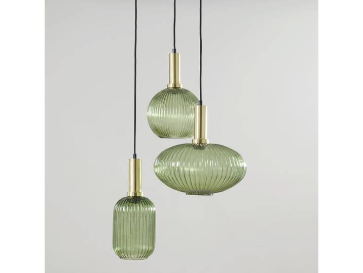Suspension 3 abat-jours en verre vert