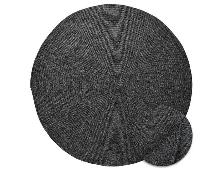 Tapis Reversible Intérieur et Extérieur - TESSO LIVING - Ø160 cm Rond - Anthracite - Style Boho Jute Sisal