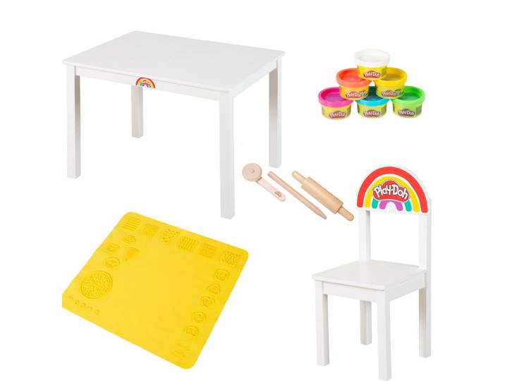 Roba Kindersitzgruppe roba x Play-Doh, Weiß, Holz, Rechteckig, 50x51x60 cm, Babymöbel & Kindermöbel, Kinderzimmer & Jugendzimmer, Kindersitzgruppe