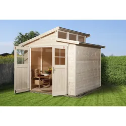Weka 21 mm Gartenhaus 226 - 235 x 239 cm naturbelassen - 50 % Rabatt auf Dacheindeckung