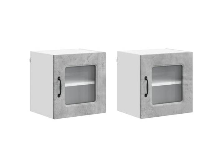 fsahslih Küchen Wandschrank 2er Set Hängeschrank Beton Grau 40x31x40cm Kompakte Hängeschränke aus Holzwerkstoff für die Küche. Bieten viel Stauraum für Geschirr und Küchenutensilien.