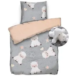 BADIZIO Classic Kinderbettwäsche inkl. Kuscheltier Mikrofaser Flanell Einzelbett, 3tlg.