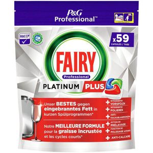 Fairy Spülmaschinentabs Professional Platinum Plus, All-in-One, kraftvolle Reinigung, strahlender Glanz, 59 Tabs