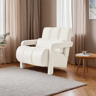 "27.5"" Linen Accent Chair with Pillow and Ergonomic Design and High-Density Foam"