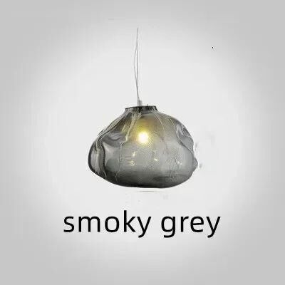 GlowBake Modern Cloud Design Smoky Grey Glass Pendant Light, Handcrafted Blown Glass Hanging Lamp For Living Room, Dining Room smoky Glass l