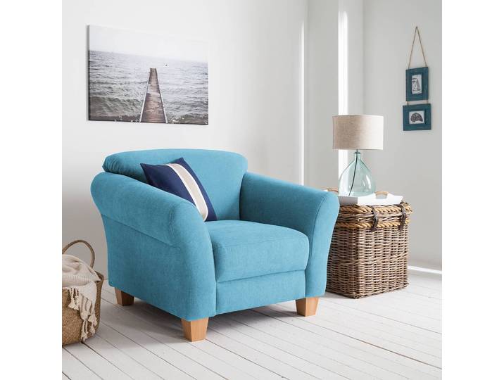 Sessel Webstoff Blau/Hellblau Webstoff 110 x 84 x 89cm