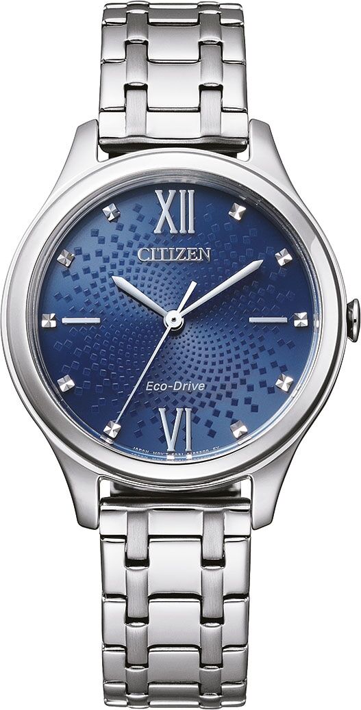 Solaruhr CITIZEN, silber (silberfarben, blau, blau), Armbanduhren, Damen, silberfarben, Solaruhr, Armbanduhr, Damenuhr, analog, Edelstahlarmband silberfarben, blau, blau silberfarben