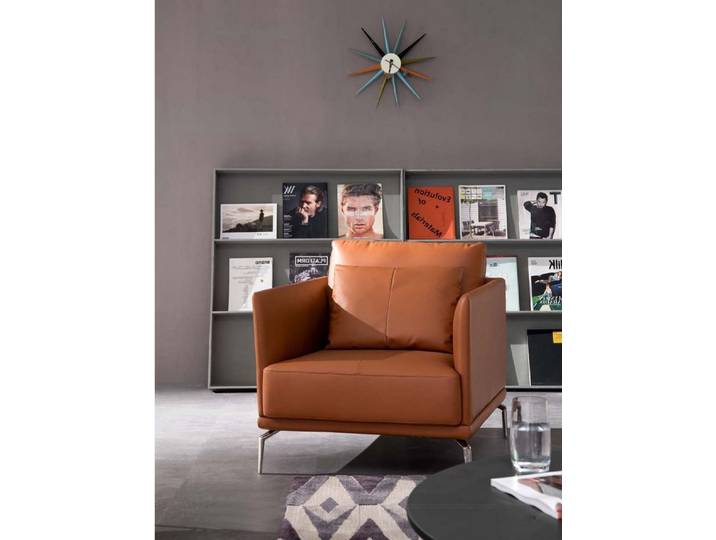 Xlmoebel Sessel Schwarzer Ledersessel mit modernem Design und mittelweicher Polsterung (1-St., Sessel), Made in Europa