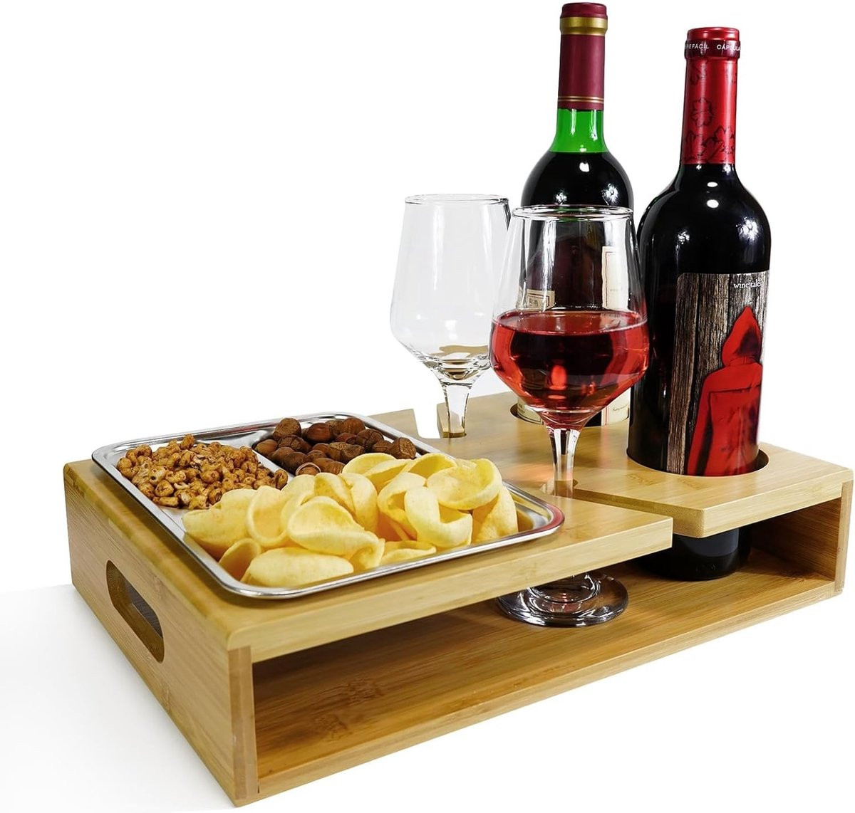 Snackbox en wijnhouder voor de bank