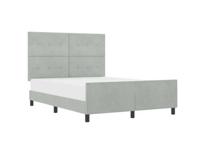 PUGYNBK Boxspringbett Hellgrau 140 x 200 cm Samt Verstellbares Kopfteil, robuster Kiefernrahmen, einfache Montage, vielseitiger Stil