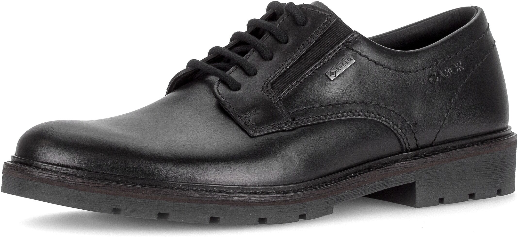 Schnürschuh GABOR, Herren, Gr. 7 (40,5), Textil, schwarz, Glattleder, unifarben, Schuhe Schnürschuh, Abendschuh in Schuhweite G (= weit)