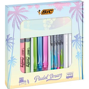 Bic Schreibset Pastel Dream, 992735, 16-teilig, Kugelschreiber, Marker, Filzstifte, Gelschreiber & Notizblock