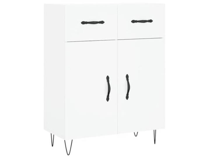 Fisinber Sideboard Weiß 69,5x34x90 cm Kommode mit Türen Holzwerkstoff Modernes Beistellmöbel für Wohnzimmer und Schlafzimmer mit stabilen Metallbeinen und viel Platz hinter praktischen Türen.