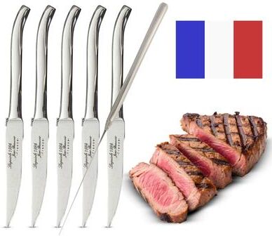 Classic Cuisine Laguiole Stainless Steel Serrated Steak Knives Set of 6