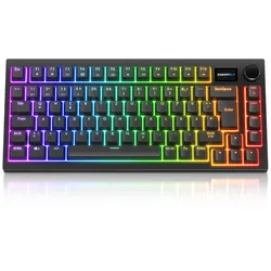 Titanwolf Gaming-Tastatur, ALPHA Gaming Tastatur TKL, 82 Tasten mechanisch, TFT-Display, RGB, schwarz