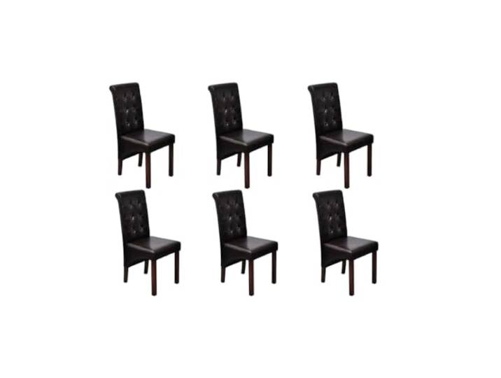 KDVXBCQJH Esszimmerstühle 6er Set Braun Kunstleder Massivholzbeine Ergonomische Küchenstühle mit dunkelbraunen Holzbeinen und stilvollem Kunstlederbezug für Ihr Esszimmer oder Ihre Küche.