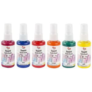 Ideen-mit-Herz Stoffmalfarben Textil-Sprüh-Zauber, 6 Farben, für helle Textilien, waschfest bis 30°C, 6x 50ml