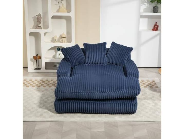 boorbin Modernes Cord-Schlafsofa Cloud Couch mit 3 weichen Kissen, bequemes Einzelsitz-Bodensofa für Wohnzimmer Wohnung Büro (Dunkelblau)