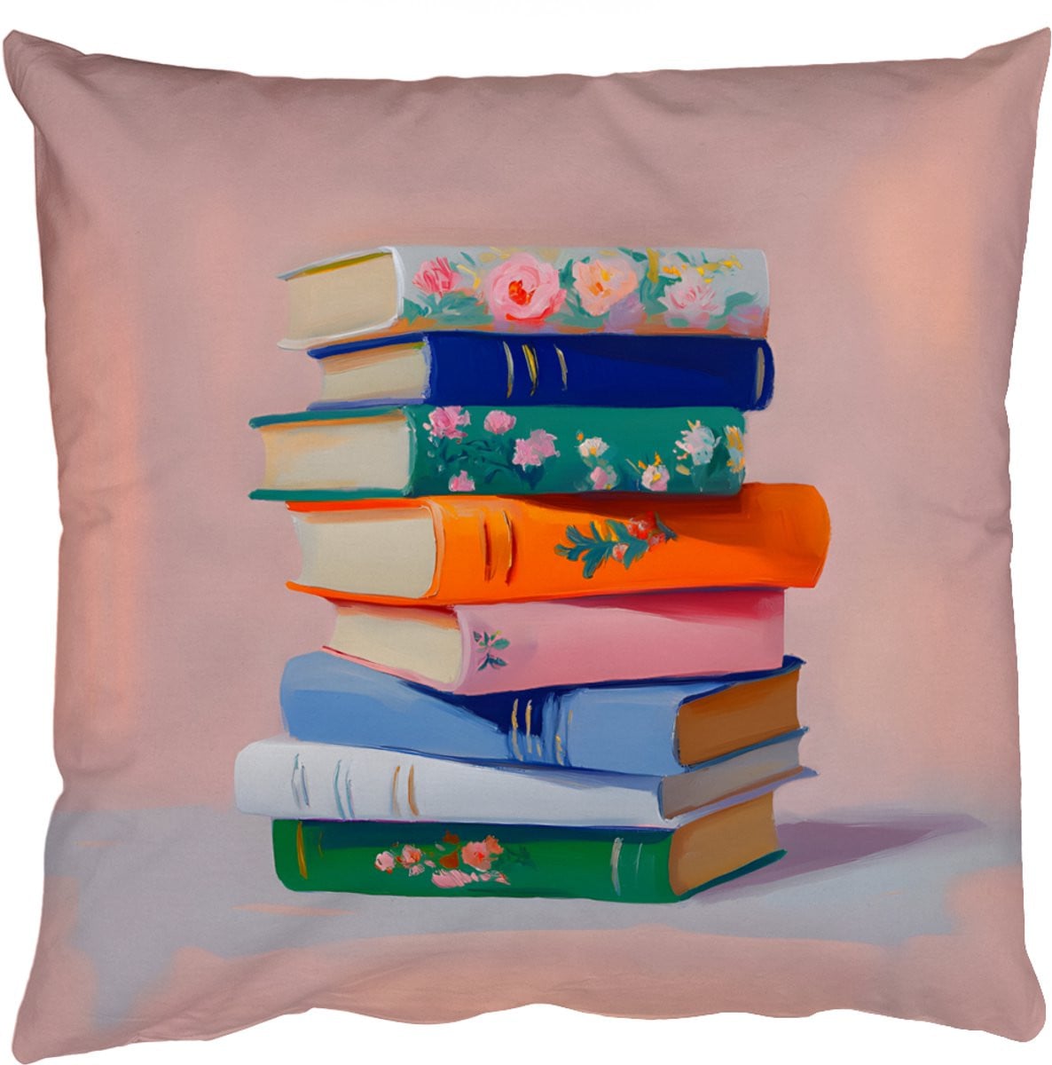 PillowMonkey Sierkussens Boeken Stapel Kleurrijk - 40 x 40 cm