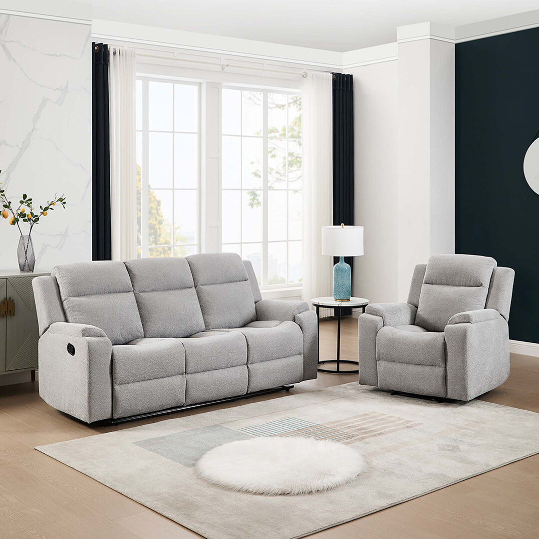 Brayden Studio Orka 1+3 Seater Fabric Manual Recliner Living Room Sets Set Blue Grey 2