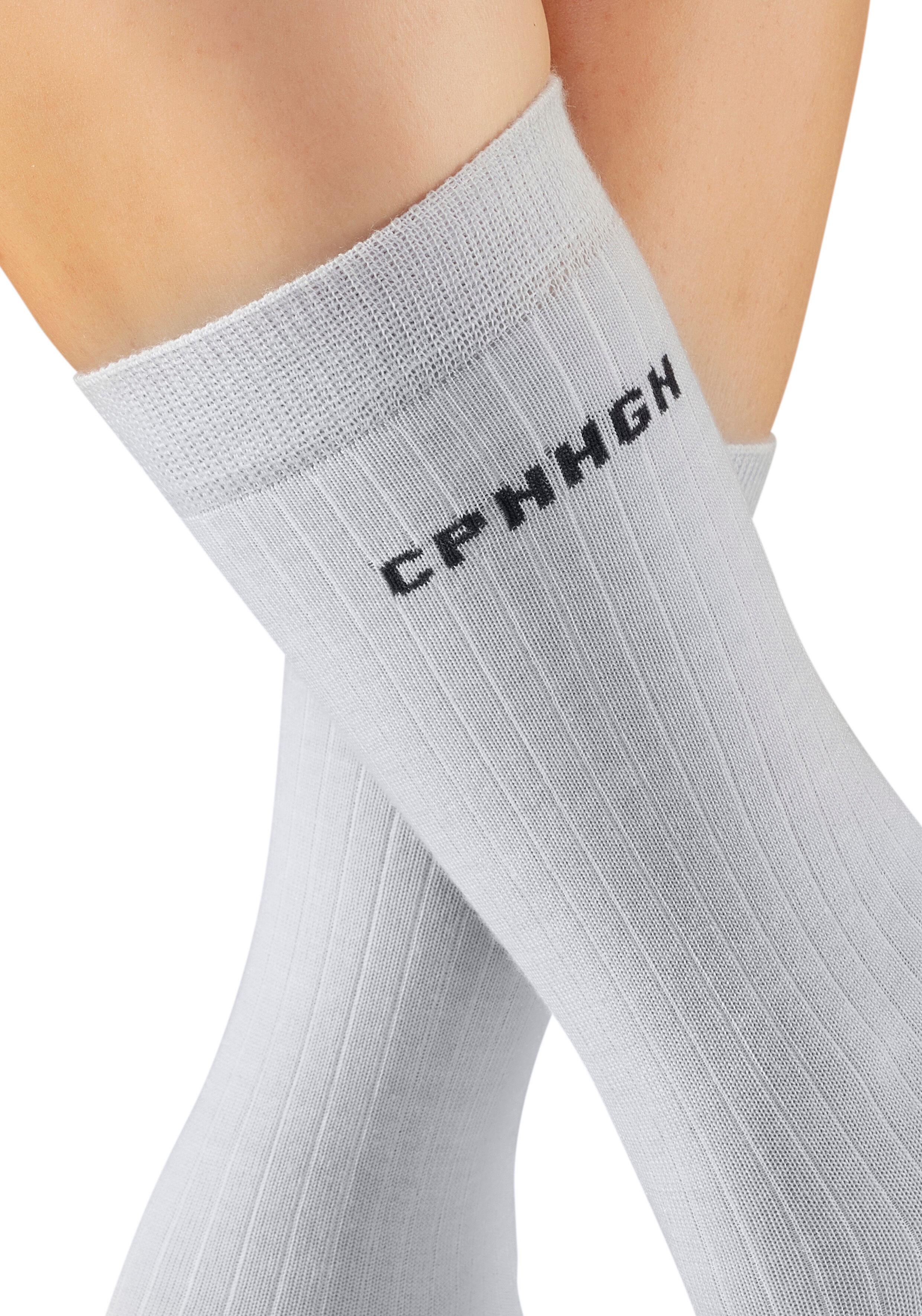 Basicsocken COPENHAGEN STUDIOS, Damen, Gr. 43-46, weiss (2x grau meliert), Wolle, meliert, elastisch, Socken Basicsocken, gerippt, mit wärmender Wolle 2x grau meliert 43-46