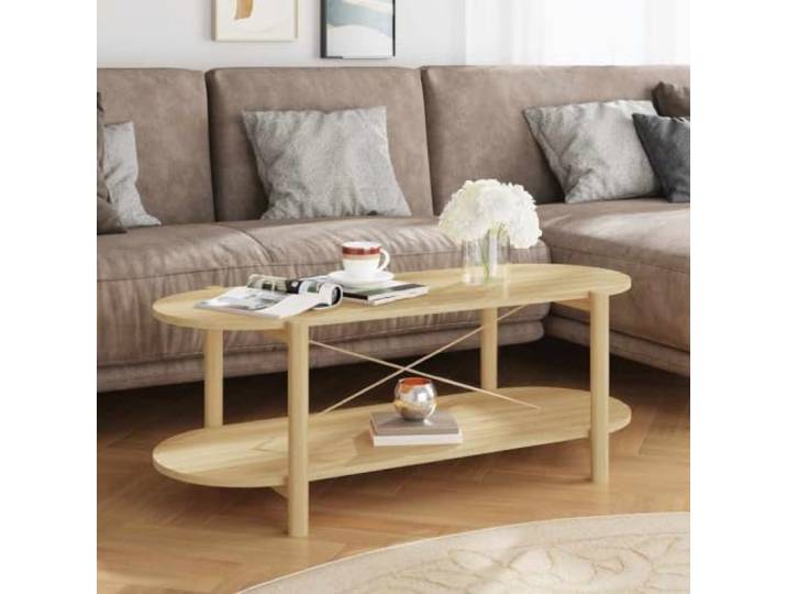 TEKGHUT Couchtisch Holzwerkstoff mit Massivholzbeinen 110x48x40 cm Glatte Oberfläche, feuchtigkeitsbeständig, robuste Massivholzbeine, vielseitig nutzbar, mit Montageanleitung