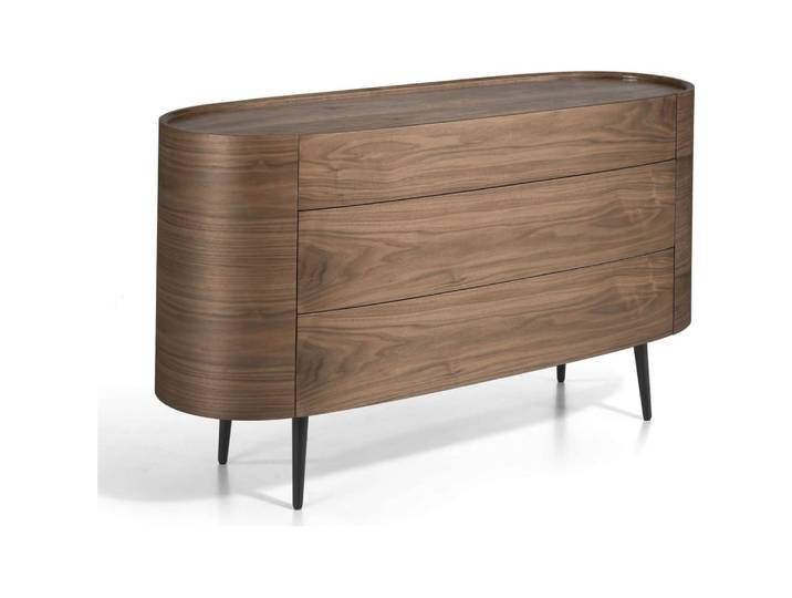 Commode ovale en simili-cuir avec 3 tiroirs cachés