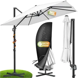 KESSER® Sonnenschirm Ampelschirm SUN XL 300 x 300 cm Inkl. Abdeckung +Windsicherung Drehbar Neigbar Kippbar Marktschirm Groß 360° Rotation, Gartenschirm mit Kurbel Sonnenschutz UV50+