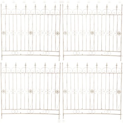 DELUKE Gartenzaun LINUS 4er Set Antik 124x1x116cm, Metall, Antik-Creme Steckzaun Element Rankzaun Eisen