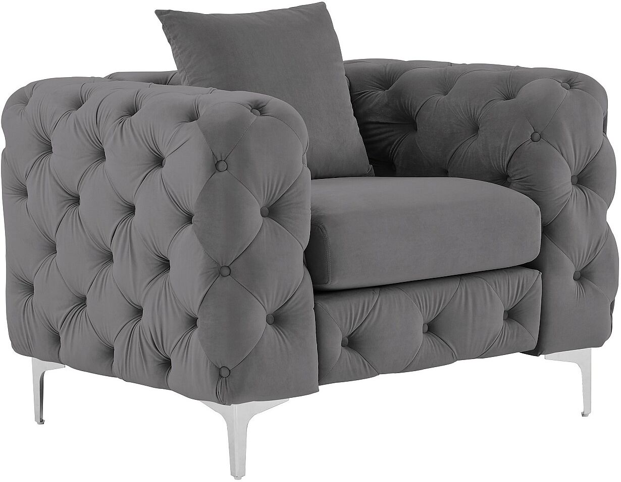Vente-unique Chesterfield-Sessel - Anthrazit - Samt - EDWINA