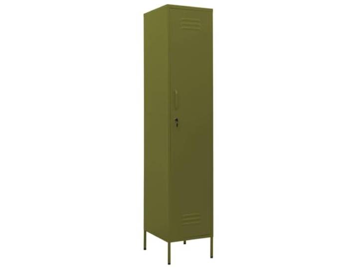 NKOPPFG Schließfachschrank Olivgrün 35x46x180 cm Stahl Stahl,4 Einlegeböden,Schlösser,Stellfüße,höhenverstellbar,Büro,Flur,Aufbewahrung