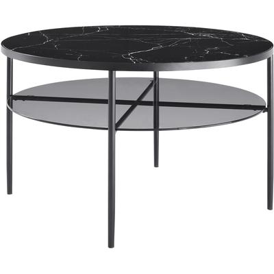 Couchtisch SALESFEVER "Designer Couchtisch", schwarz, B:81cm H:45cm T:81cm, Metall, Glas, Tische, Couchtisch, Tischplatte in Marmoroptik
