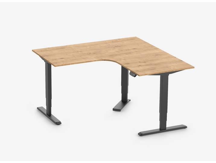 Primus Eckschreibtisch, Gestell Schwarz, Tischplatte 1800/800 x 1780/800 Eiche