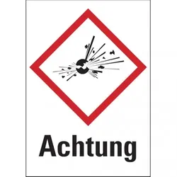 König Werbeanlagen Dreifke® Gefahrstoffetiketten - Explodierende Bombe (GHS01) - 37x52 mm Folie selbstklebend