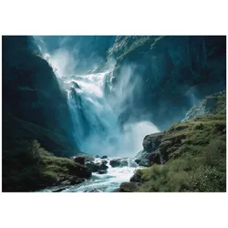 FOTOTAPETE Wasserfall Natur Grün 150x105 cm