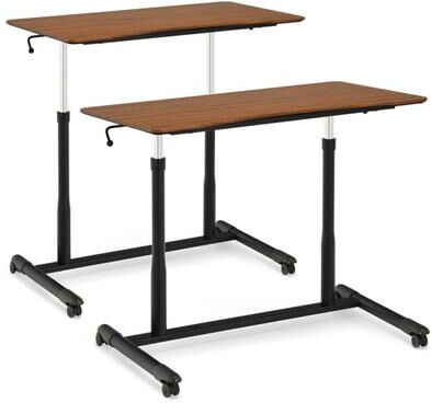 Costway Height Adjustable Computer Desk Sit to Stand Rolling Notebook Table-Brown