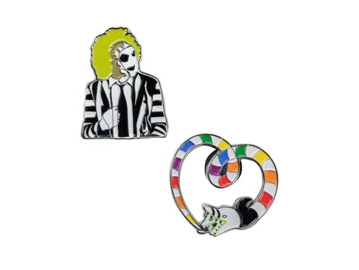 Cinereplicas Beetlejuice Set van 2 Pin's Beetlejuice en zandworm, 3 cm, officiële licentie, 100% zinklegering