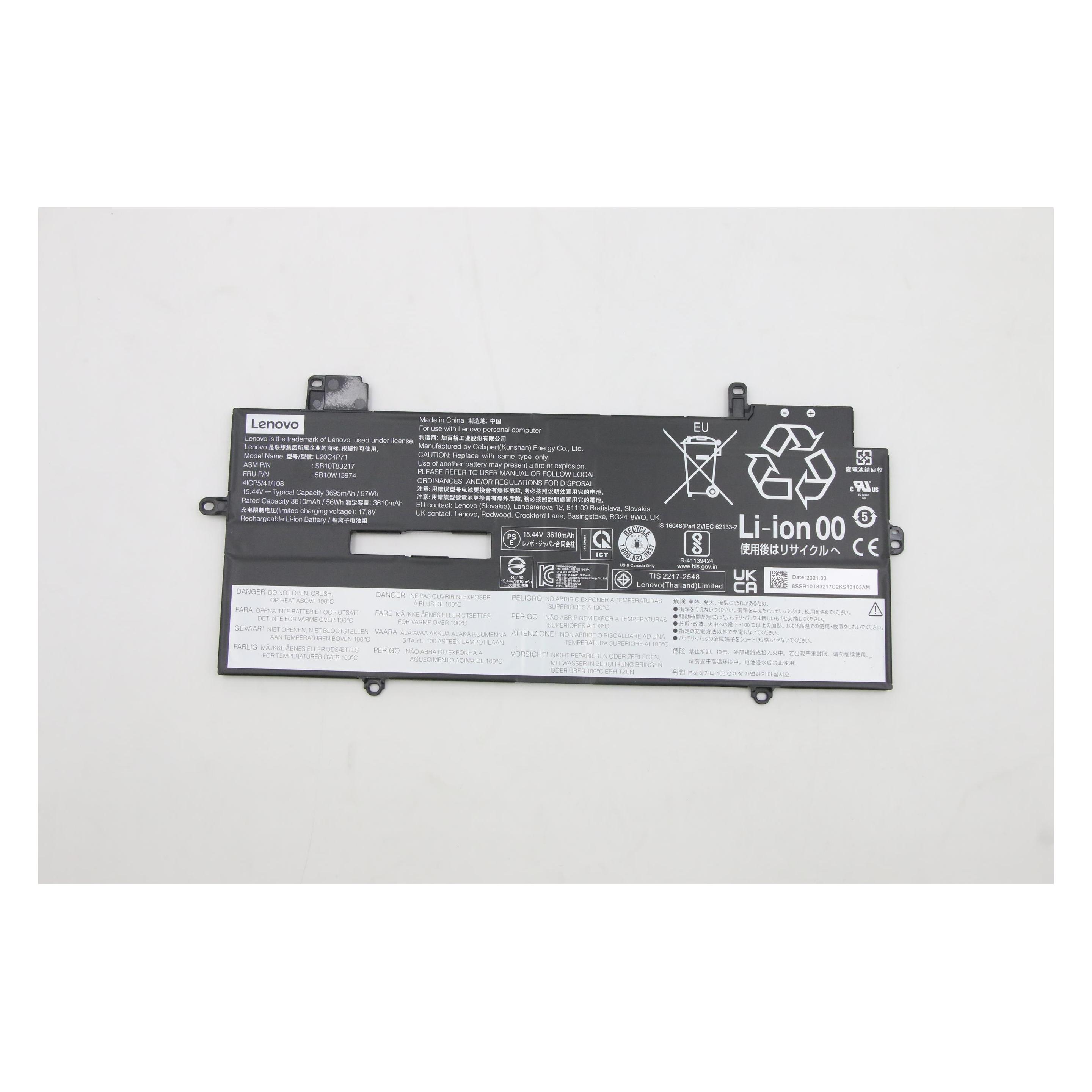 Lenovo Notebook-Akku 5B10W13974 15.44 V 3695 mAh (4 Zellen, 3695 mAh) (5B10W13974)