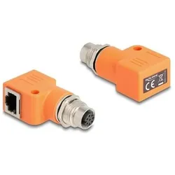 Delock M12 Adapter A-kodiert 8 Pin Buchse zu RJ45 Buchse Cat (RJ45, RJ45 (1x)), Netzwerk Adapter, Orange