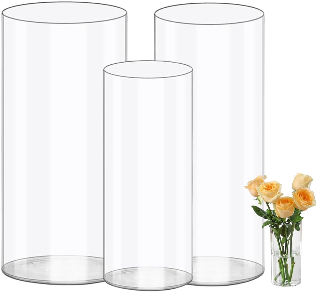 Omgoods - Set van 3 breukbestendige acryl vazen voor bloemstukken